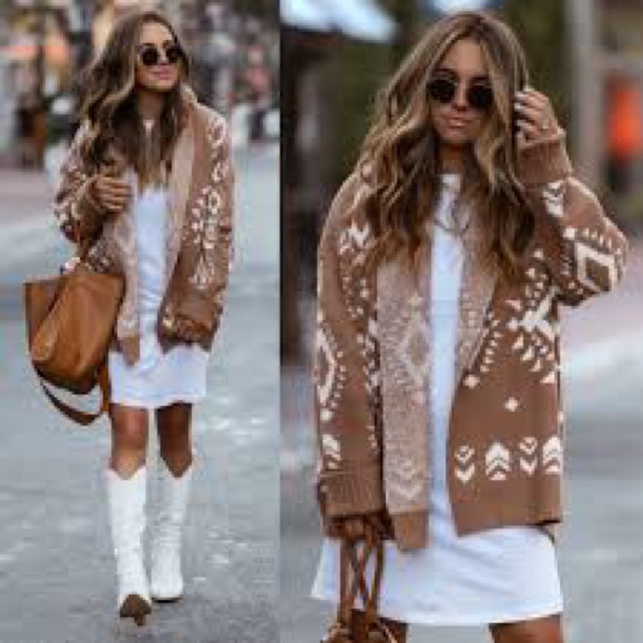 Vici Brown and Cream Patterned Cardigan - Picture 3 of 10